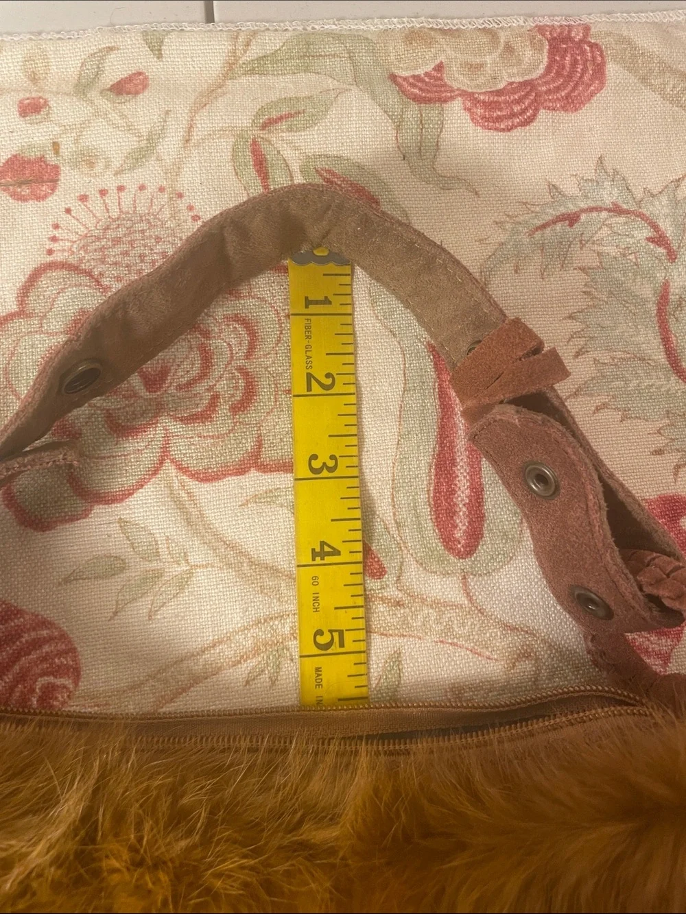 FEFA Suede Side  Fringe Rabbit Fur Hobo Bag in Chestnut Brown